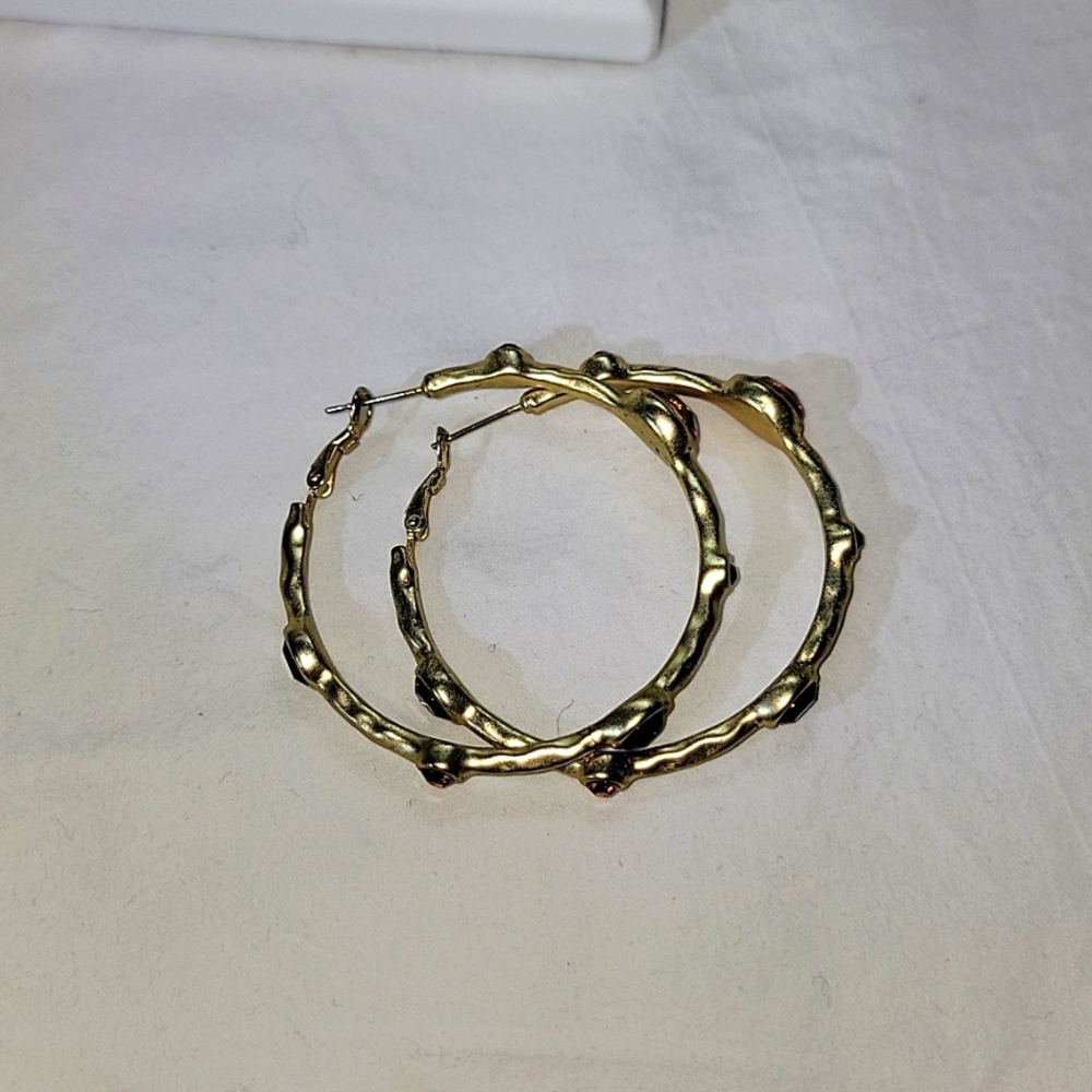 Hoop earrings with multi-color crystals